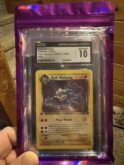 CGC 10 GEM MINT Dark Machamp Team Rocket 1st Edition 10/82 Holo Pokemon Card - Image 1
