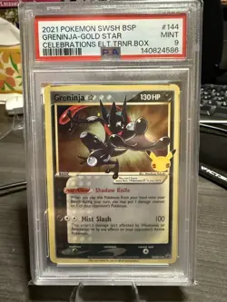 2021 POKEMON SWSH BLACK STAR PROMO #144 GRENINJA-GOLD STAR PSA 9 - Image 1
