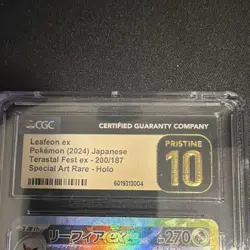 Pokemon Leafeon ex 200/187 Terastal Fest ex CGC 10 Art Rare Holo Japanese - Image 2