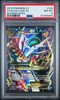 2015 POKEMON XY ROARING SKIES M GALLADE EX #100 PSA 8 NM - Image 1