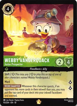 Webby Vanderquack Junior Prospector 93/204 Whispers in the Well Disney Lorcana - Image 1