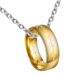 LOTR Gold Plated Lord of the Rings Hobbit Ring Necklace The One Ring of Power - Image 1