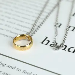 LOTR Gold Plated Lord of the Rings Hobbit Ring Necklace The One Ring of Power - Image 4