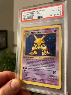 1999 Pokemon Base Set 1st Edition Shadowless Holo Alakazam #1 PSA 4 VG-EX - Image 3