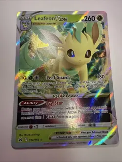 Pokemon TCG Leafeon VSTAR Crown Zenith Holo Ultra Rare Card 014/159 NM Condition - Image 1