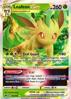 Pokemon TCG Leafeon VSTAR Crown Zenith 014/159 Holo Ultra Rare NM - Image 1