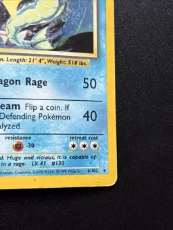 Pokemon Gyarados Holo Card 6/102 Base Set Unlimited Pokemon Tcg Rare MP-HP - Image 4
