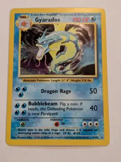 Gyarados 6/102 Base Set Unlimited Holo Rare Pokemon Card WOTC MP/Hp (#3) - Image 1