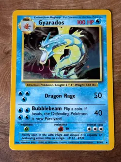 Pokemon Gyarados 6/102 HOLO Rare Base Set Unlimited 1999 WOTC Vintage Card - LP - Image 1