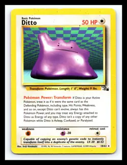 💥 Ditto 18/62 Fossil Set Rare WOTC Pokemon 1999 Vintage Card - Image 1