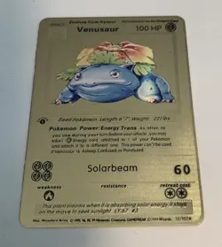 1st Edition Venusaur gold plated custom pokemon card - Image 1