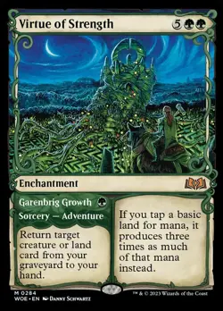 1 Virtue of Strength (Showcase) NM Near Mint MTG Mythic Wilds of Eldraine - Image 1