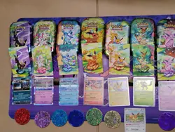 Pokemon Prismatic Evolution 8 Eeveelutions Cards w Mini Tin Art Sylveon Umbreon - Image 4