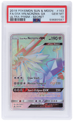 2018 Pokemon SM Ultra Prism Dusk Mane Necrozma Gx Secret Rare #163 PSA 10 - Image 1
