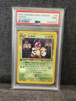 2000 Pokemon Neo Genesis Ledian 1st Edition #166 PSA 9 - Image 1