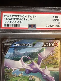 2022 Pokemon SWSH Aerodactyl V #180/196 PSA Mint 9 Lost Origin - Image 3