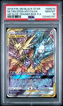 PSA 10 Pokemon Hidden Fates Promo Moltres & Zapdos & Articuno GX #SM210 GEM MINT - Image 1
