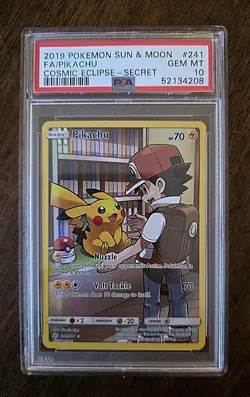 PSA 10 Pikachu 241 2019 Pokemon Sun & Moon Cosmic Eclipse Secret Rare - Image 1