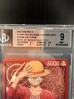 Monkey.D.Luffy ST01-001 Super Pre-Release Foil Leader BGS 9 One Piece - Image 3