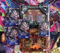 One Piece TCG Lot Illustration Boxes 5 & 6 Plus OP-14 Double Pack & 5 Sleeves - Image 1