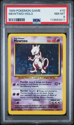PSA 8 NM-MINT Pokemon TCG 1999 Mewtwo 010/102 Base Set Holo VINTAGE WOTC - Image 1