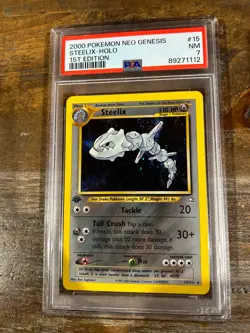 POKEMON 2000 Neo Genesis 1st Edition STEELIX Holo #15 PSA 7 RARE - Image 1