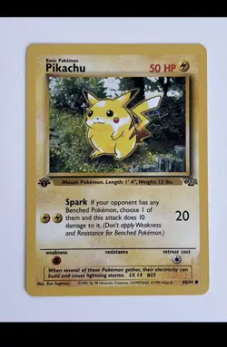 Pikachu 60/64 Jungle Set Vintage 1st edition 1999 Pokemon Card (LP) - Image 1