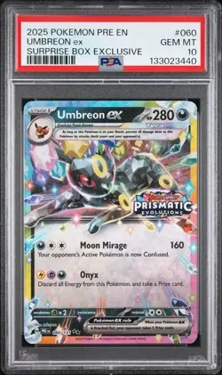 Pokemon Prismatic Evolutions Umbreon ex 060/131 Surprise Box Stamped PSA 10 - Image 1