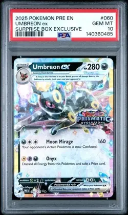 Pokemon Prismatic Evolutions Umbreon ex 060/131 Surprise Box Stamped PSA 10 485 - Image 1