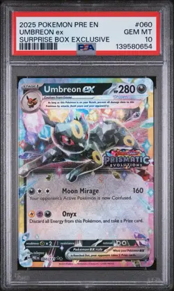 2025 Pokemon Umbreon Ex Surprise Box 060/131 Prismatic Evolutions Stamp - PSA 10 - Image 1