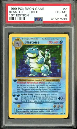 1999 Pokemon Base Set 1st Edition 2/102 Blastoise Holo PSA 6 - Image 1