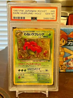 1997 Pokemon Japanese Rocket Dark Vileplume #45 Holo PSA 10 - GEM MINT! - Image 1