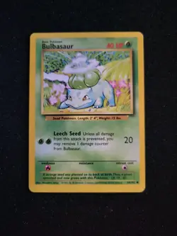Pokemon TCG Bulbasaur 1999 Base Set, Unlimited Common Card 44/102 + bonus gift - Image 1