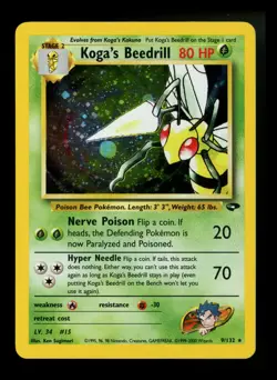Koga's Beedrill 9/132 Gym Challenge 2000 Holo Rare WOTC Pokemon Card TCG - Image 1