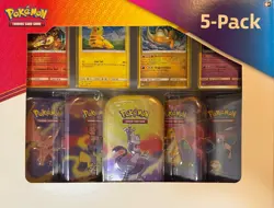 Pokemon TCG 5-Pack Mini Tin Collection Kanto Powers – Sealed – Charizard, Pikach - Image 1
