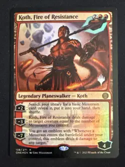 1x Foil Koth, Fire of Resistance (138) Phyrexia: All Will Be One Promo Stamp LP - Image 1