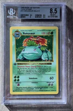 1999 Pokemon Venusaur 1st Edition Thick Stamp Base Set Holo Shadowless BGS 8.5 - Image 1