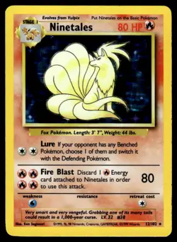 Pokemon TCG Base Set #012/102 Ninetales LP - Image 1