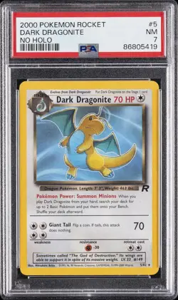 2000 POKEMON ROCKET NO HOLO #5 DARK DRAGONITE PSA 7 - Image 1