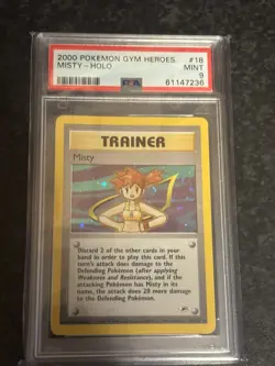 Pokemon MISTY 18/132 | HOLO RARE | PSA 9 | Mint | Gym Heroes | 2000 - Image 1