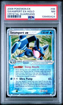 2006 POKEMON EX CRYSTAL GUARDIANS #98 SWAMPERT EX-HOLO PSA 7 - Image 1