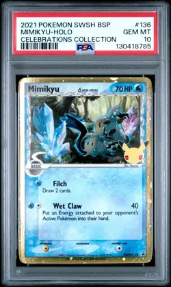 PSA 10 2021 POKEMON SWSH BLACK STAR PROMO CELEBRATIONS COLL #136 MIMIKYU-HOLO - Image 1