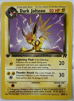 Pokemon TCG Dark Jolteon 1st Edition #38/82 Team Rocket NM WotC - Image 1