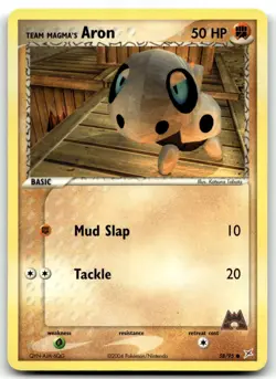 Team Magma's Aron - 58/95 Team Magma vs Team Aqua Common Normal Pokemon TCG NM - Image 1