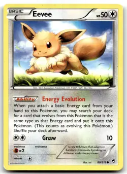 Eevee 80/111 XY - Furious Fists Common Normal Pokemon TCG HP - Image 1