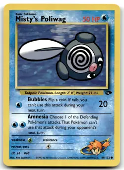 Misty's Poliwag 089/132 Gym Challenge Common Unlimited Pokemon TCG MP - Image 1