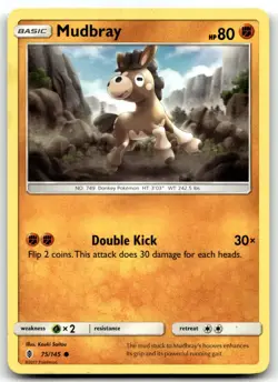 Mudbray 75/145 SM - Guardians Rising Common Normal Pokemon TCG MP - Image 1