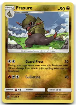 Fraxure 155/236 SM - Unified Minds Uncommon Reverse Holo Pokemon TCG NM - Image 1