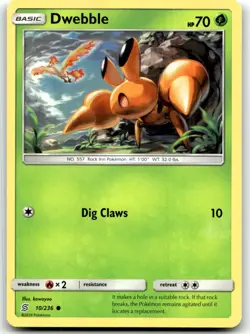 Dwebble 10/236 SM - Unified Minds Common Normal Pokemon TCG NM - Image 1