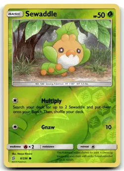 Sewaddle (6) 6/236 SM - Unified Minds Common Reverse Holo Pokemon TCG LP - Image 1